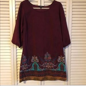 *Donating 3/11* Burgundy Patterned Dress